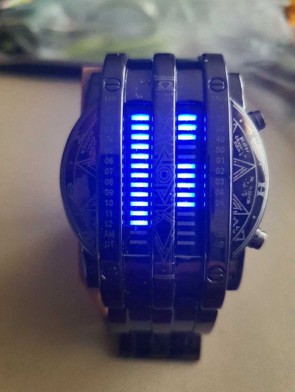 Mastop Binary Matrix Blue Led Stainless Steel Men's Watch